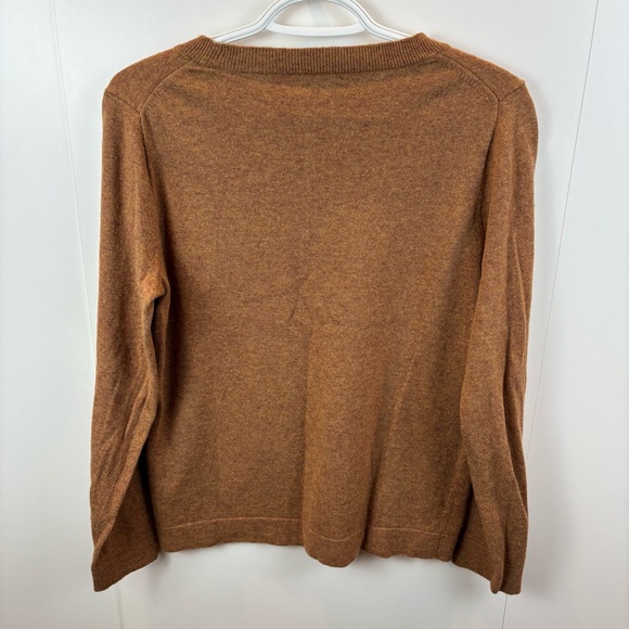 J. Crew Factory sz M Teddie Sweater Cotton-Wool Blend Heather Camel Brown Luxury - Picture 5 of 8